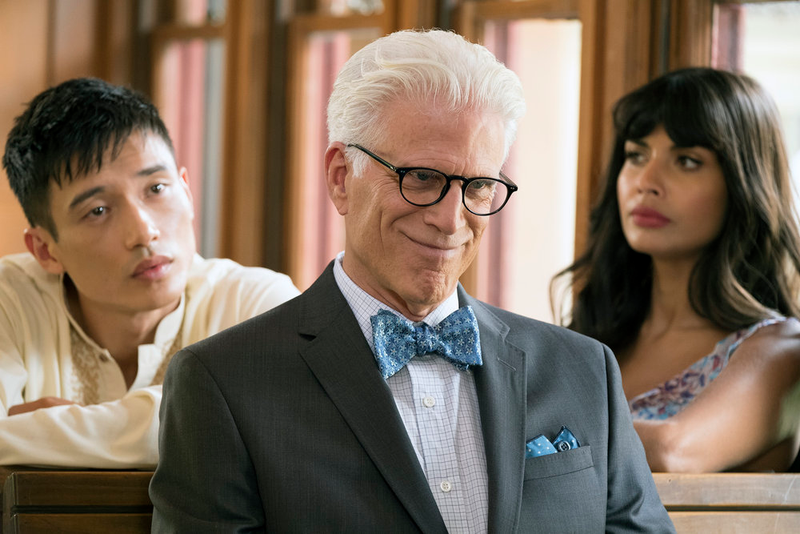 Manny Jacinto, Ted Danson, Jameela Jamil (Photo: Colleen Hayes/NBC)